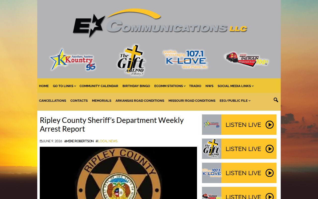 E Communications Network weekly Ripley County arrest report