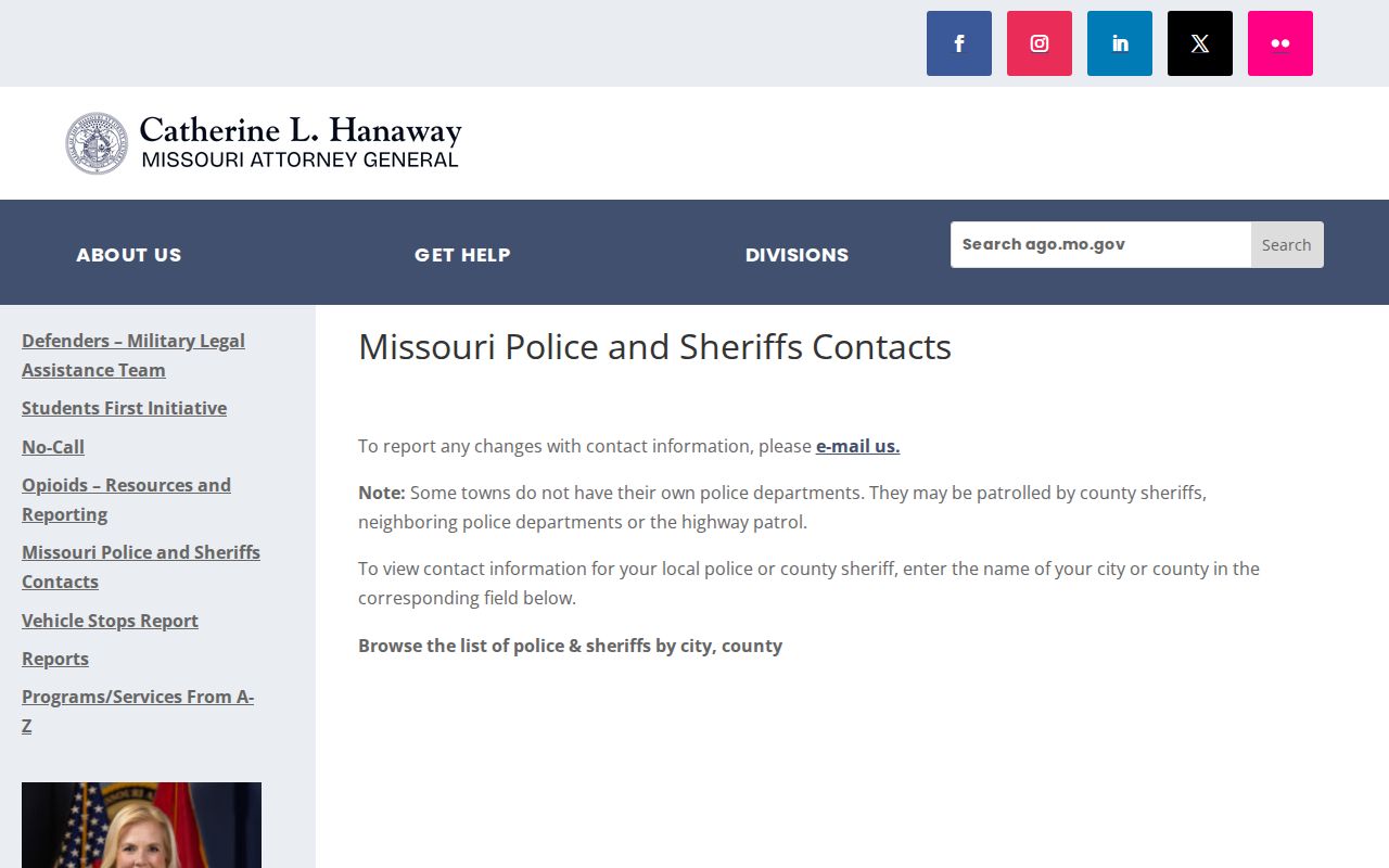 Official Missouri contact context for Naylor and Ripley County arrest records
