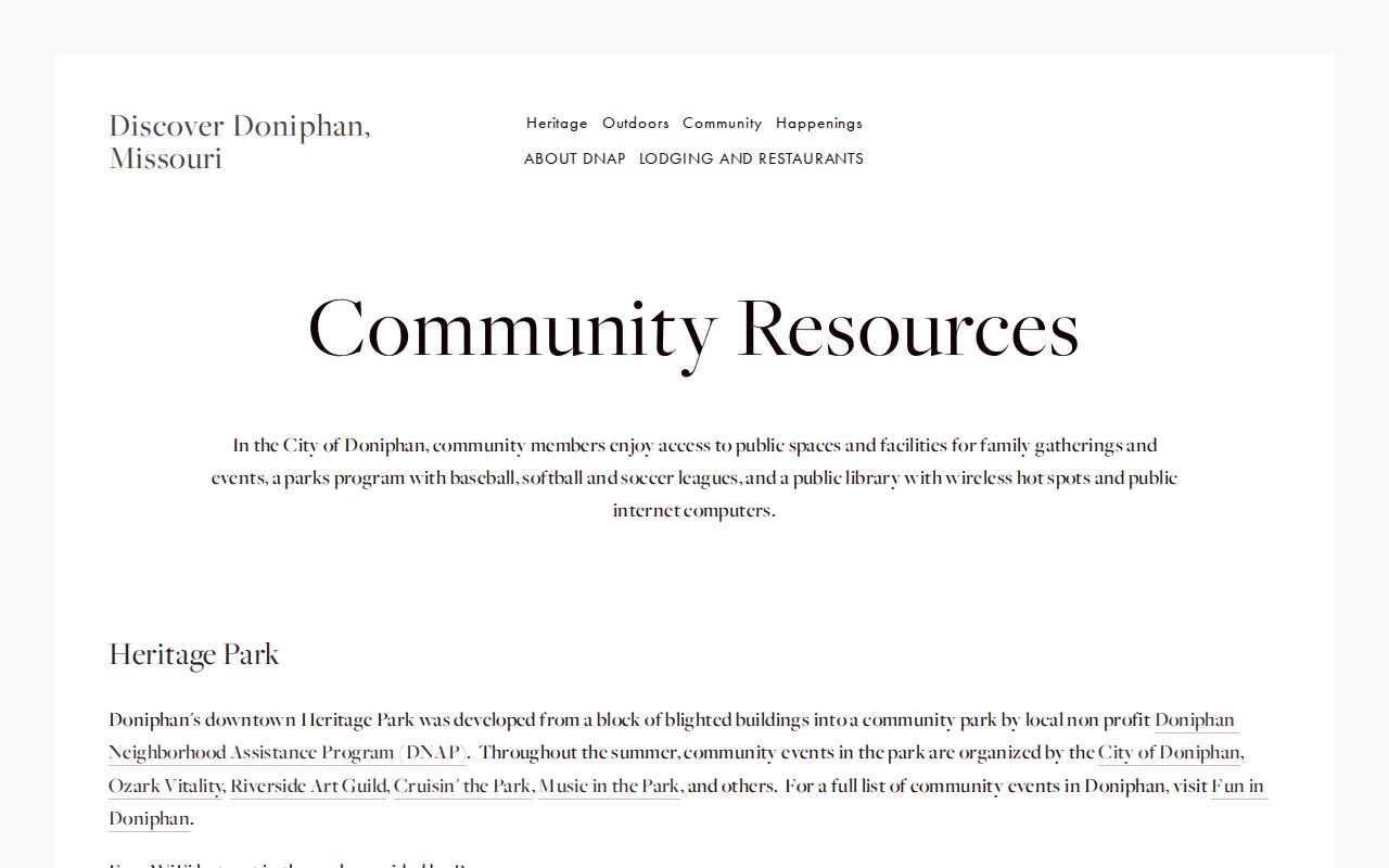 Official Doniphan community summary with police contact information